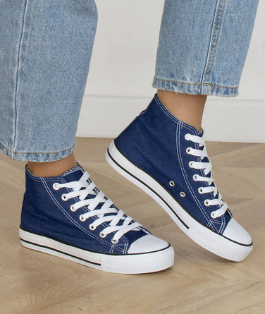 WYSOKIE GRANATOWE TRAMPKI TENISÓWKI DAMSKIE HANY