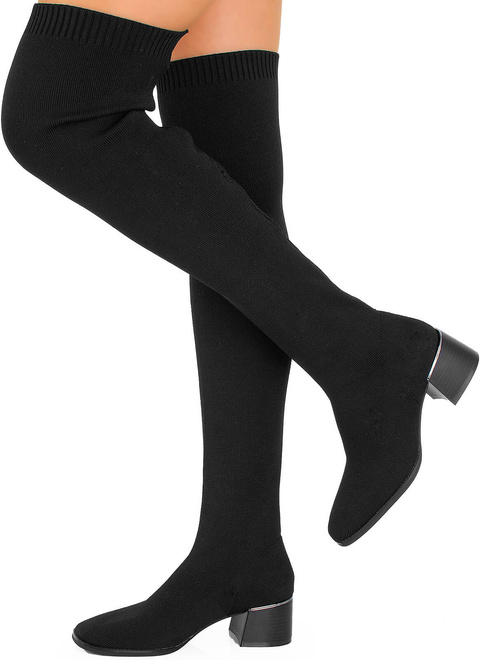 DAMSKIE CZARNE KOZAKI NA SŁUPKU ELASTYCZNA CHOLEWKA PRIM 4