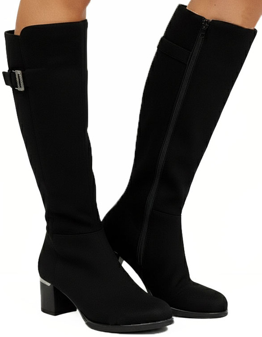 CZARNE ZAMSZOWE KOZAKI NA ZAMEK DAMSKIE SŁUPEK ZERINA 1