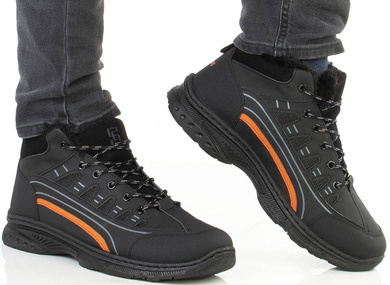 CZARNE MĘSKIE OCIEPLANE BUTY TREKKINGOWE