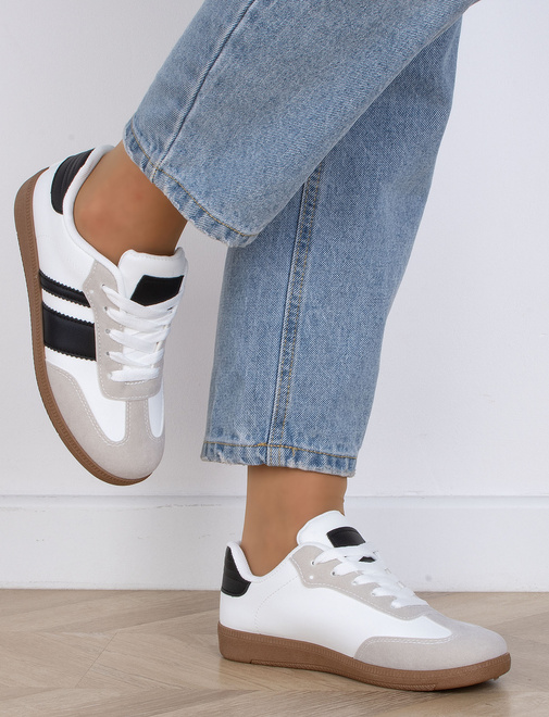 DAMSKIE BIAŁE SNEAKERSY TRAMPKI SKÓRZANE PEAR