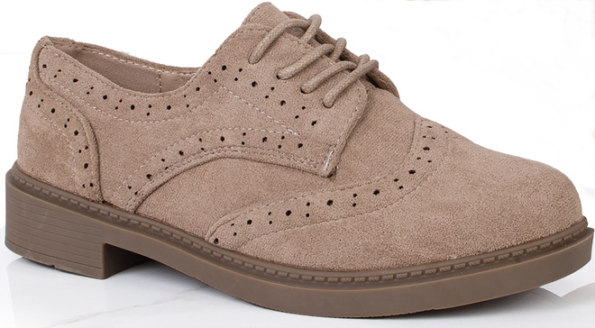 BEŻOWE PÓŁBUTY ZAMSZOWE DAMSKIE SZNUROWANE GREST 1