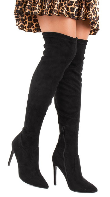 CZARNE KOZAKI ZA KOLANO NA SZPILCE W SZPIC ALISE 3