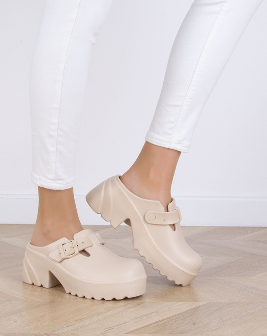 BEŻOWE KLAPKI CHODAKI NA PLATFORMIE MEDINA