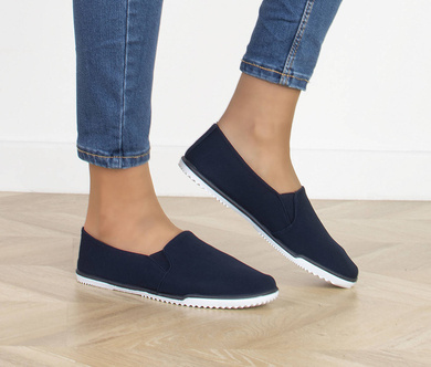 GRANATOWE TENISÓWKI LYCRA SLIP ON BALERINKI AGRA