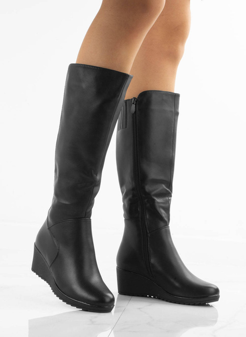 CZARNE OCIEPLANE KOZAKI NA KOTURNIE IRINA 10