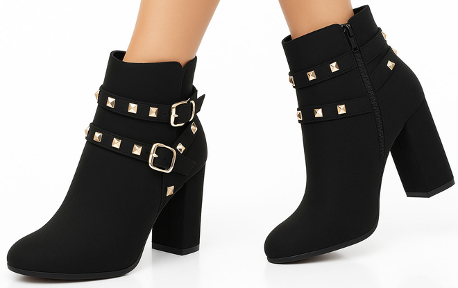 CZARNE DAMSKIE BOTKI NA SŁUPKU ZAMSZOWE OCIEPLANE ZINGE 4