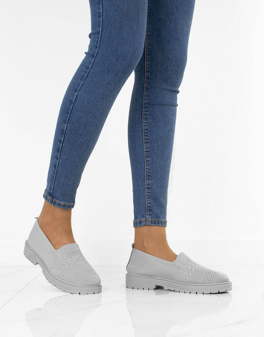 SZARE TENISÓWKI MOKASYNY KORONKOWE HAPE 7