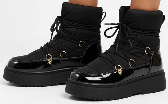 CZARNE OCIEPLANE ŚNIEGOWCE BOTKI PLATFORMA WSUWANE  4