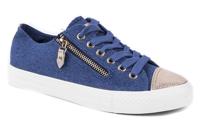 NIEBIESKIE TRAMPKI ZE ZŁOTYM NOSKIEM JEANS VIONA 2