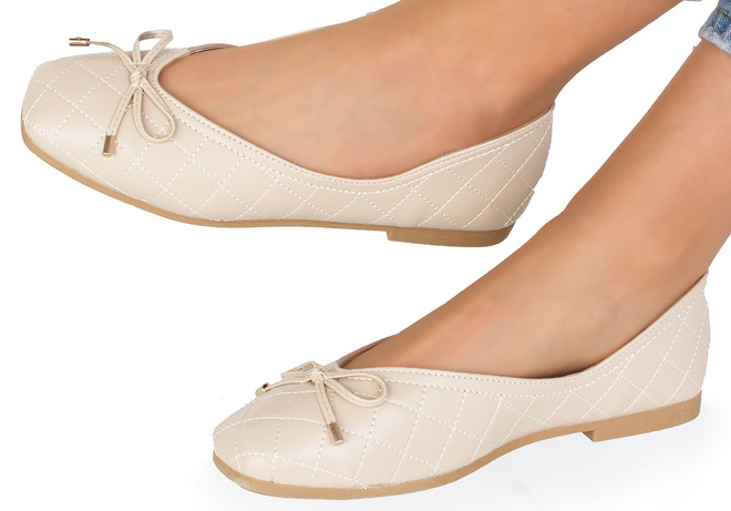 BEŻOWE WYGODNE DAMSKIE BALERINKI KLASYCZNE ARISANA 4