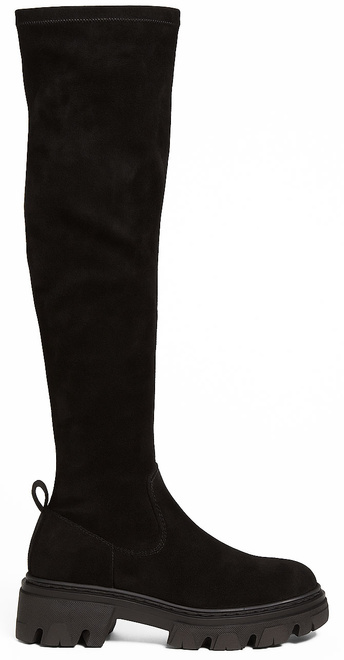 CZARNE ZAMSZOWE KOZAKI NA ZAMEK NA PLATFORMIE NAMIA 1