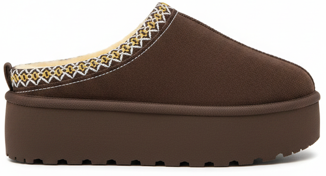 DAMSKIE BRĄZOWE KAPCIE OCIEPLANE PLATFORMA WSUWANE CLOUD 1