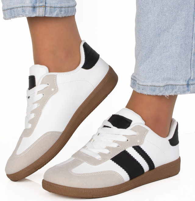 DAMSKIE BIAŁE SNEAKERSY TRAMPKI SKÓRZANE PEAR 4