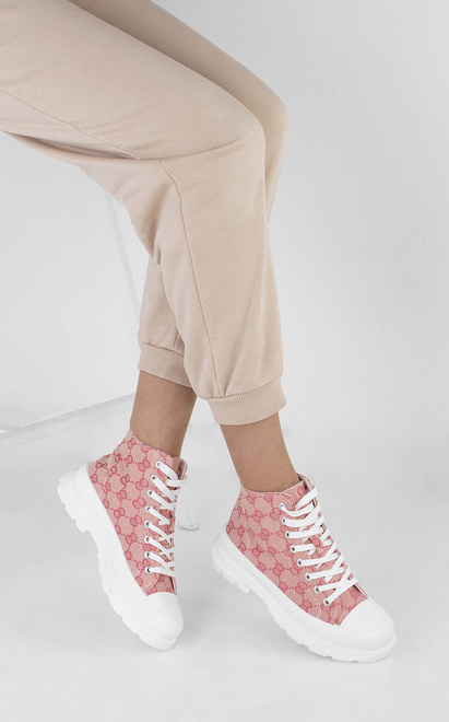 RÓŻOWE WYSOKIE TRAMPKI PALLADI 7