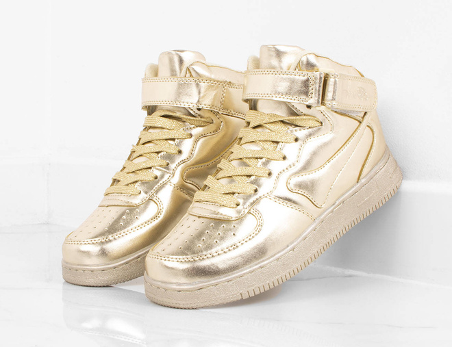 ZŁOTE WYSOKIE BUTY SPORTOWE MEGI