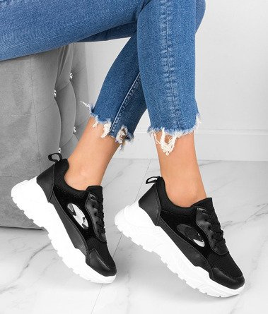 SPORTOWE CZARNE SNEAKERSY TRAMPKI NA GRUBEJ PODESZWIE JESTER