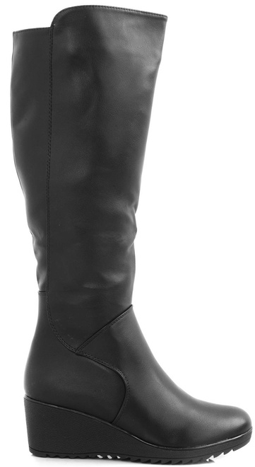 CZARNE OCIEPLANE KOZAKI NA KOTURNIE IRINA 1