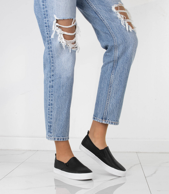 CZARNE TRAMPKI TENISÓWKI SLIP ON  8