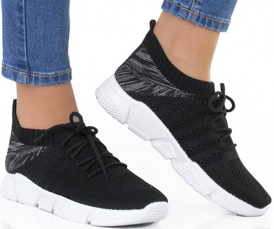 CZARNE BUTY SPORTOWE SNEAKERSY WSUWANE