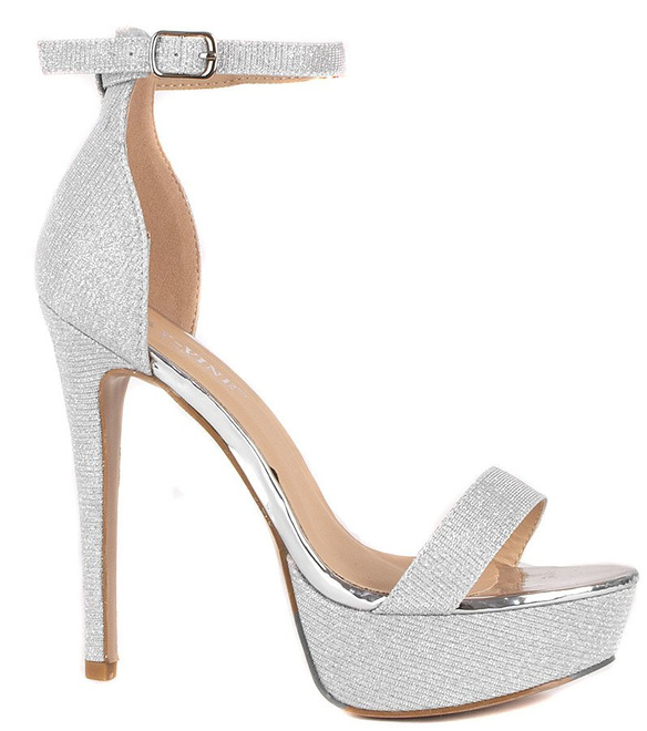 SREBRNE BŁYSZCZĄCE SANDAŁY NA PLATFORMIE HARPER 1