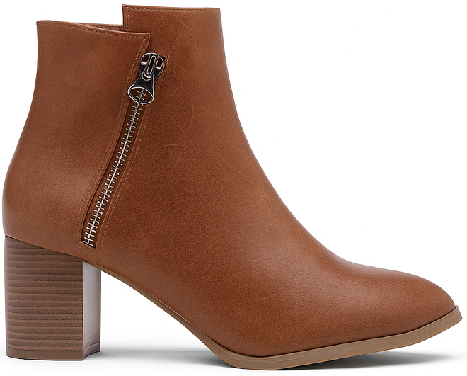 BRĄZOWE DAMSKIE BOTKI NA SŁUPKU SKÓRZANE NA ZAMEK MILWA 1