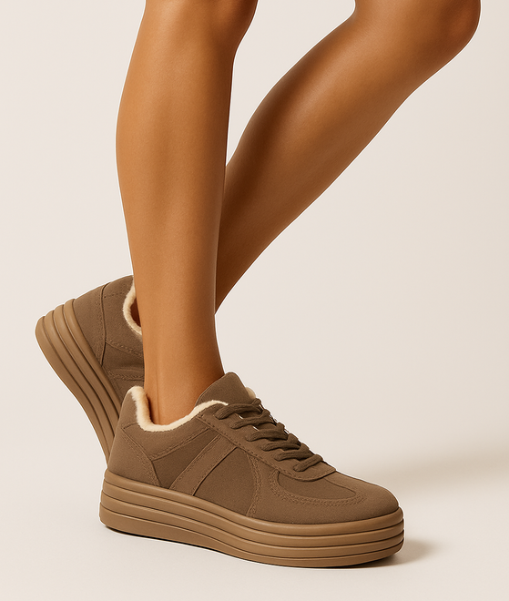 BRĄZOWE SNEAKERSY OCIEPLANE BOTKI EKOSKÓRA ROZA 5