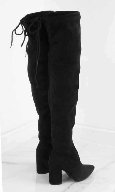 CZARNE KOZAKI ZA KOLANO NA SŁUPKU SELENA 7