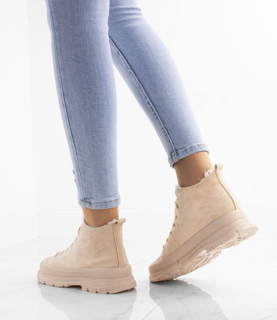 BEŻOWE WYSOKIE OCIEPLANE TRAMPKI HARIS 9