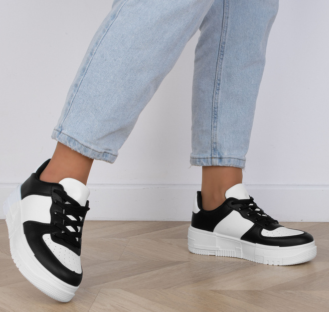CZARNE SNEAKERSY TRAMPKI KLASYCZNE NA PLATFORMIE KIRE 5