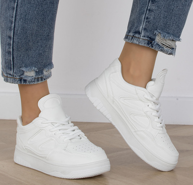 BIAŁE SNEAKERSY TRAMPKI KLASYCZNE NA PLATFORMIE PAISLEY