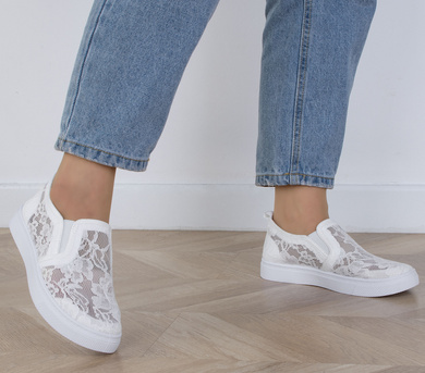 BIAŁE KORONKOWE TRAMPKI TENISÓWKI TRIBECA
