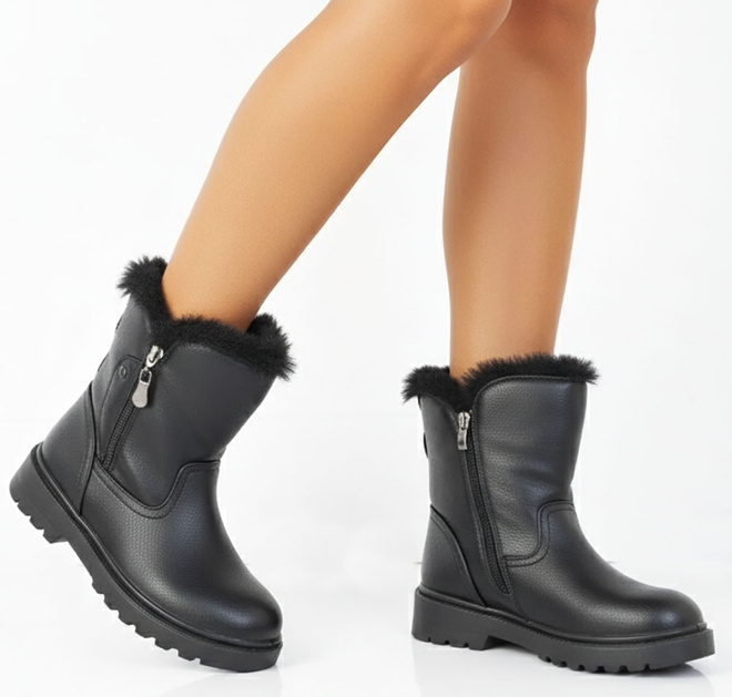 CZARNE DAMSKIE OCIEPLANE BOTKI ŚNIEGOWCE KLASYCZNE