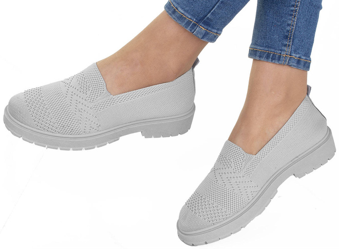 SZARE TENISÓWKI MOKASYNY KORONKOWE HAPE 2