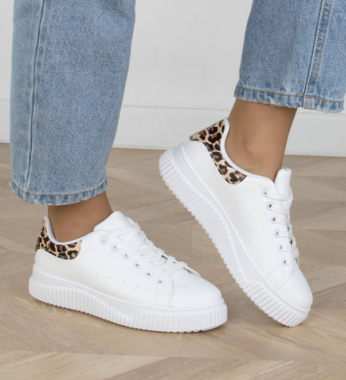 DAMSKIE BIAŁE SNEAKERSY TRAMPKI SKÓRZANE SPORTOWE YUMA