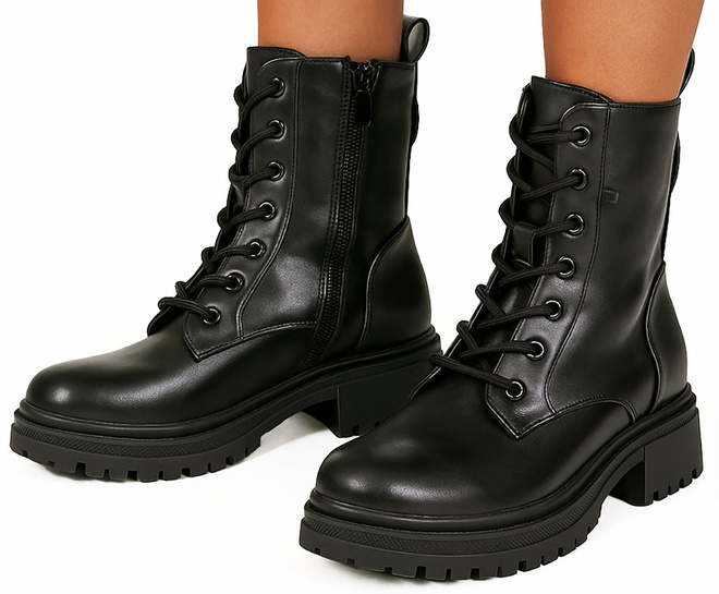 CZARNE BOTKI  DAMSKIE OCIEPLANE TRAPERY NA PLATFORMIE 4