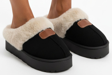 CZARNE KAPCIE OCIEPLANE NA GRUBEJ PODESZWIE WSUWANE