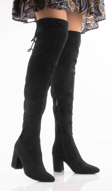 CZARNE KOZAKI ZA KOLANO NA SŁUPKU SELENA 9