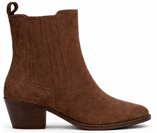 DAMSKIE BRĄZOWE ZAMSZOWE BOTKI KOZAKI NA SŁUPKU ZAMEK 1