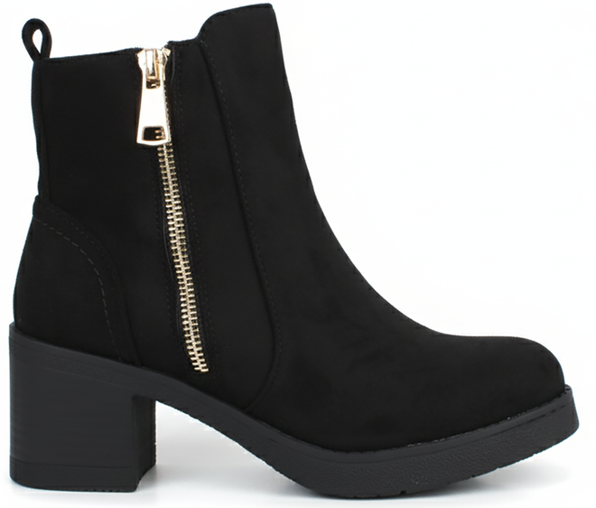 CZARNE DAMSKIE BOTKI NA SŁUPKU ZAMSZOWE OCIEPLANE DEVIORE 1