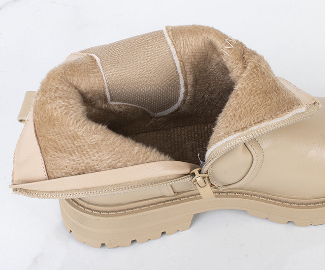 BEŻOWE SKÓRZANE BOTKI SZTYBLETY PLATFORMA ZAMEK 6
