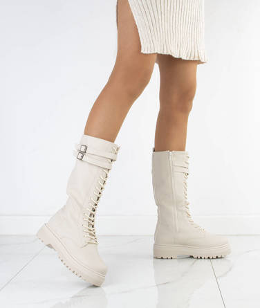 BEŻOWE BOTKI GLANY WYSOKIE KOZAKI PLATFORMA API