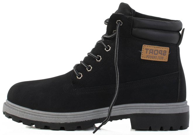 CZARNE TRAPERY BOTKI MĘSKIE SZNUROWANE 3