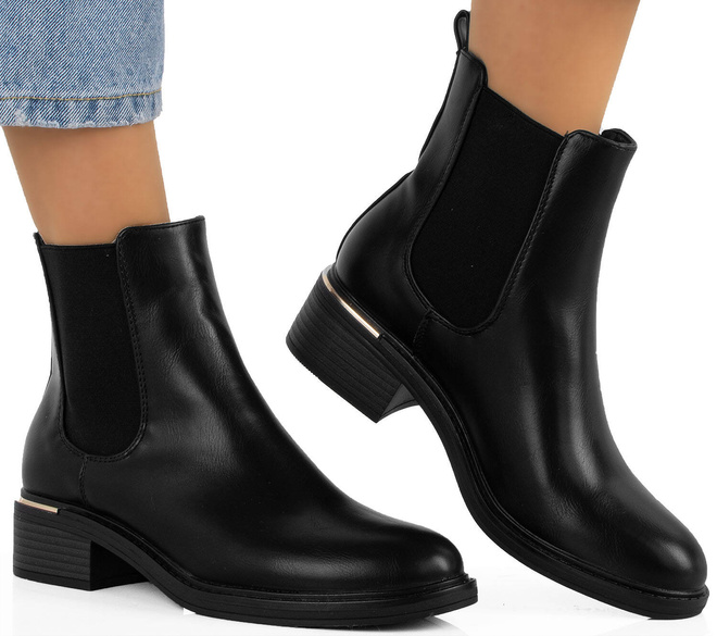 CZARNE BOTKI SKÓRZANE NA SŁUPKU NA PLATFORMIE BECKY 2