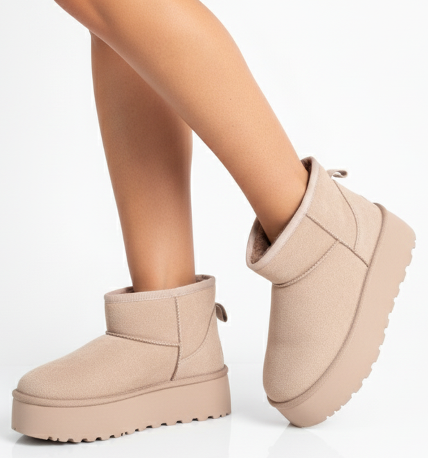 BEŻOWE OCIEPLANE ŚNIEGOWCE BOTKI NA PLATFORMIE OVIVENE 6
