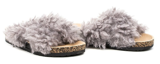 SZARE KLAPKI Z FUTERKIEM LAMB