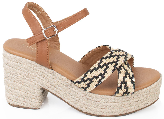 CZARNE DAMSKIE SANDAŁY NA KOTURNIE ESPADRYLE MORENA 1