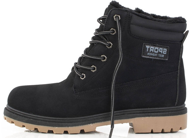 CZARNE TRAPERY BOTKI MĘSKIE SZNUROWANE 3