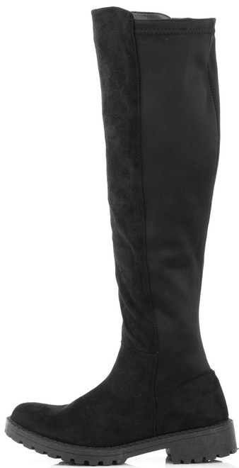 CZARNE ZAMSZOWE KOZAKI ZA KOLANO OFICERKI 3