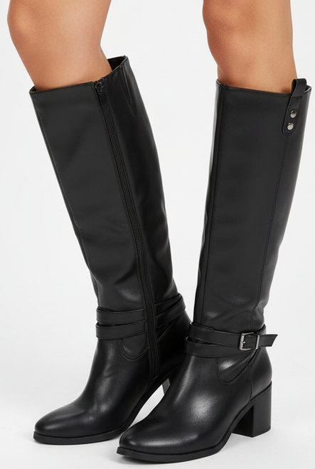 CZARNE DAMSKIE KOZAKI SKÓRZANE NA SŁUPKU OCIEPLANE SEWORE 4